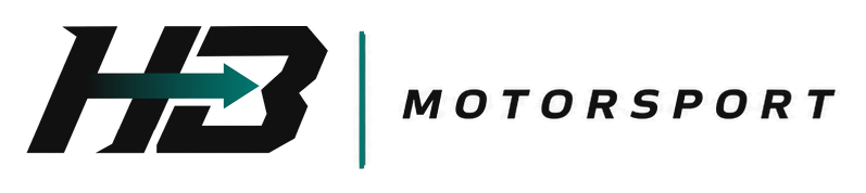 Logótipo horizontal HB Motorsport em preto e azul-petróleo